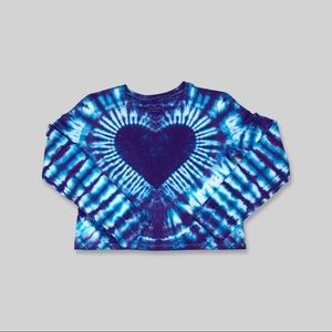 Tie Dye Heart Crop Long Sleeve Tee Size Medium